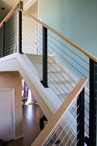 Custom Steel Cable Railing in the Boulder Home